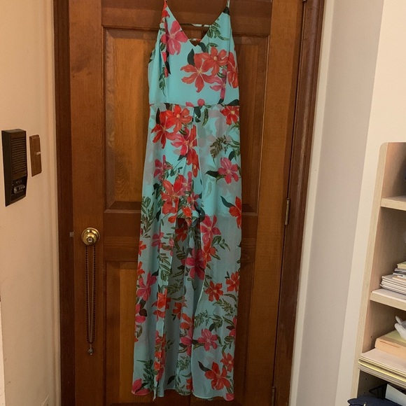 Guess Floral Maxi Dress in Red and Green - Picture 1 of 1